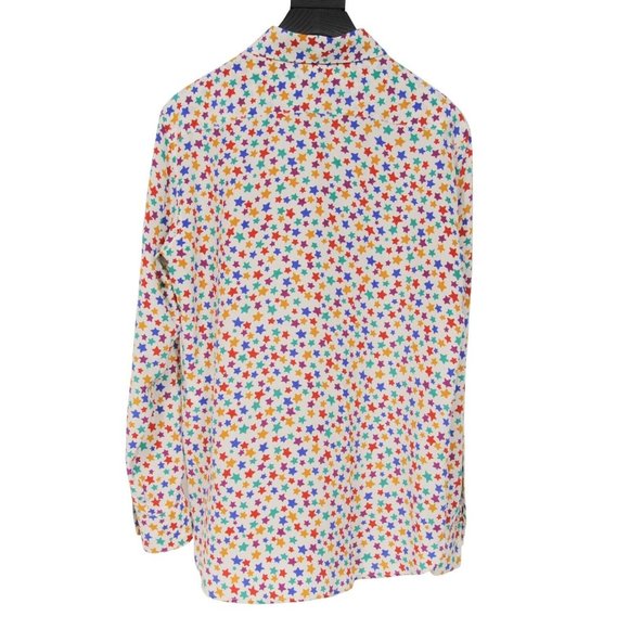 Saint Laurent Star Print Button Down Shirt Top Size F42 Silk Multi Color - Picture 2 of 7